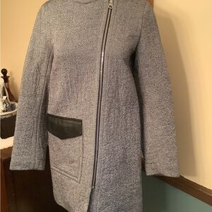 Sandro Paris Cotton Blend Coat with Lambskin Trim 36